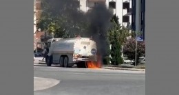 Elazığ’da Su Tankeri Alev Aldı