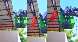 Rüzgâr Bayrağı Doladı, Polis Sessiz Kalmadı! Pertek’te Ay-Yıldız İçin Vinç Seferberliği
