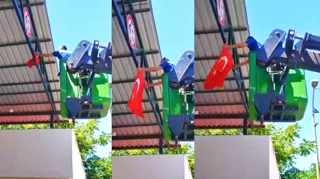 Rüzgâr Bayrağı Doladı, Polis Sessiz Kalmadı! Pertek’te Ay-Yıldız İçin Vinç Seferberliği