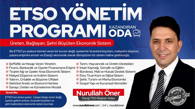 ÖNER: ETSO ARTIK KAZANDIRAN ODA OLACAK