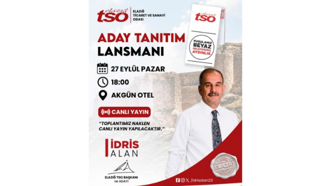 İdris Alan Aday Tanıtım Lansmanını Gerçekleştirecek