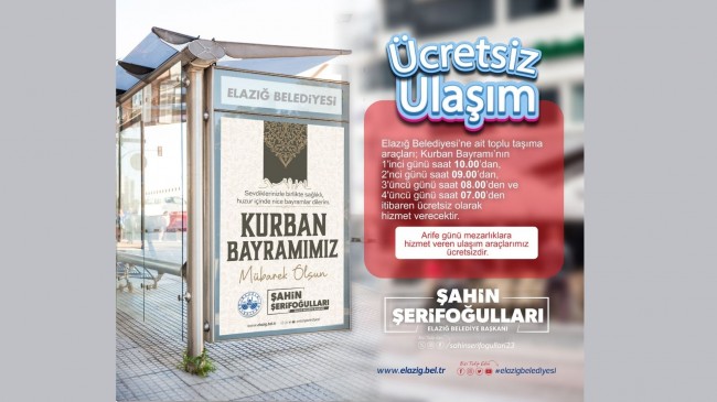 Elazığ’da Bayramda Ücretsiz Toplu Ulaşım Müjdesi